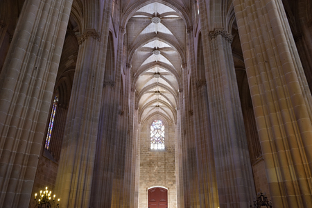 Batalha, Portugal - June 4, 2017: Interior of the Monastery of Batalha is a Dominican convent in the civil parish of Batalha, Portugal. The Monastery of Saint Mary of the Victoryのeditorial素材