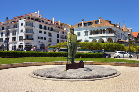 Cascais, Portugal - June 6, 2017: Statue of Dom Carlos I of Portugal overlooking the harbor in Cascaisのeditorial素材