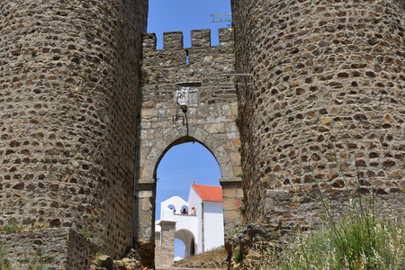 The Evoramonte medieval fortress main gate, Portugalのeditorial素材