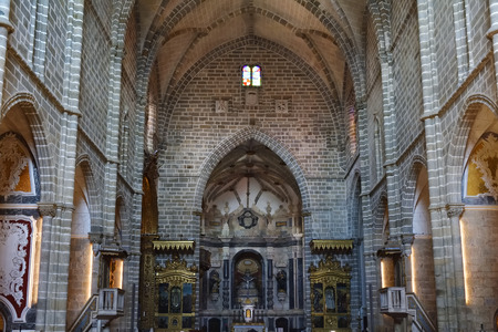 Evora, Portugal - June 12, 2017: Interiors of the medieval Saint Francis church in Evora most known...