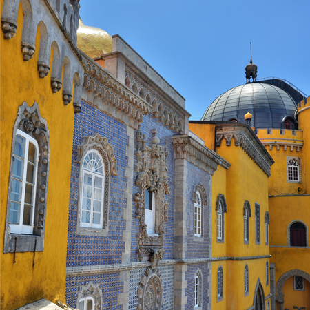 The Pena National Palace. The most popular tourist attraction in whole Portugalの写真素材