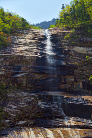 Diamond mountains. DPRK. Mt.Kumgang trekking route. Amazing scenery. Beautiful view on the waterfalls between rocksの写真素材