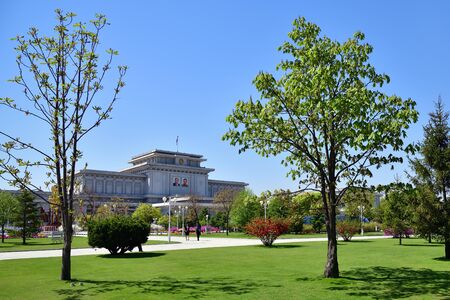 Pyongyang, North Korea - May 2, 2019: Kumsusan Memorial Palace of the Sun. Mausoleum and tomb of Kim Il Sung and Kim Jong Il. Capital of North Koreaのeditorial素材