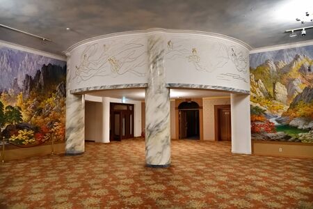 North Korea - May 4, 2019: Interiors of the Kumgangsan Hotel. A 1st class hotel, opened in 1958. There are 240 rooms and a few bungalows. Diamond Mountainsのeditorial素材