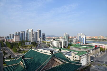 Pyongyang, North Korea - April 29, 2019: View on the city from balcony of the Great People's Study Houseのeditorial素材