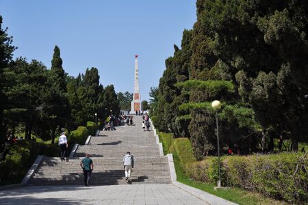 Pyongyang, North Korea - May 1, 2019: The Liberation Monument in honor of the Soviet soldiers who...