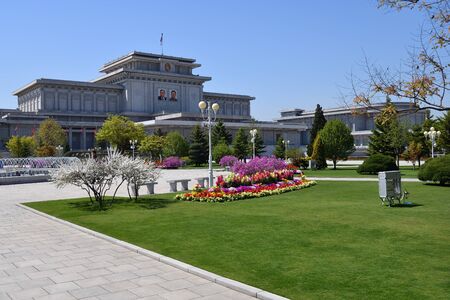 Pyongyang, North Korea - May 2, 2019: Kumsusan Memorial Palace of the Sun. Mausoleum and tomb of Kim Il Sung and Kim Jong Il. Capital of North Koreaのeditorial素材
