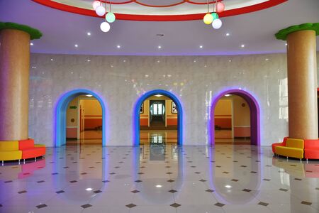 North Korea, Pyongyang - May 2, 2019: Interiors of the Mangyongdae Children's Palace in Pyongyang. The lobbyのeditorial素材