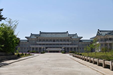 Kaesong, North Korea - May 4, 2019: Modern building of the Koryo Songgyungwan University or University of Light Industry is an educational institution in North Korean city of Kaesongのeditorial素材