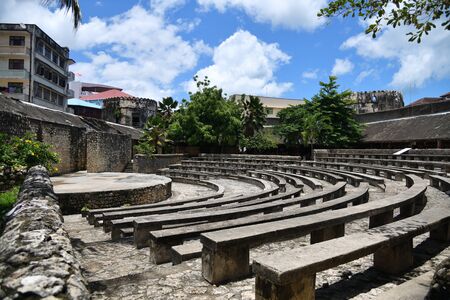 The stage and theatre in the Old Fort (Ngome Kongwe) also known as the Arab Fort in Stone Town on Zanzibar island, Tanzania, East Africaの写真素材