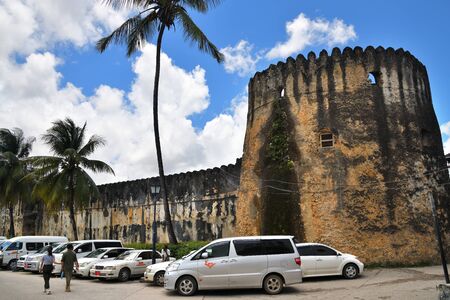 Stone Town Zanzibar, Tanzania - October 7, 2019: Zanzibar architecture. Street and view on the Old Fort Ngome Kongwe building. Africaのeditorial素材