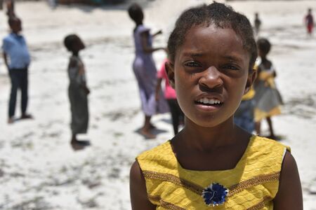 Pingwe, Zanzibar - October 6, 2019: Portrait of the teenager girl on Pingwe coastline, Tanzania, Africaのeditorial素材
