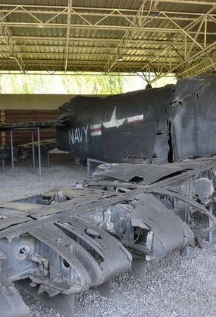 Pyongyang, North Korea - May 2, 2019: Museum of Victory. Exhibition of captured war equipment....