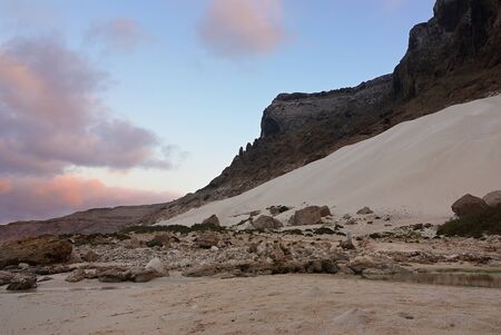 The beautiful sunset above the shore of Socotra island. Delisha, Yemenの写真素材