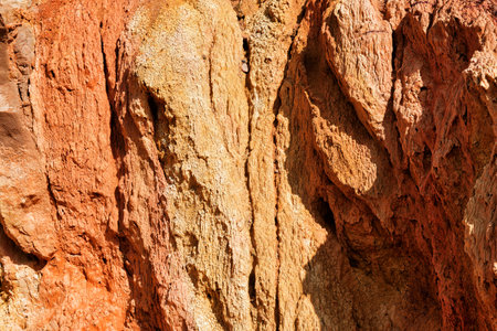 Amazing red rock formations from sandstone in the Fairy Tale Canyon also known as Skazka nearby the...