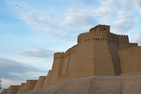 Wall of Ichan Kala. Old city Khiva in Khorazm Province, Uzbekistan. Town on the silk roadの写真素材