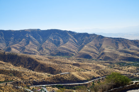 Uzbekistan scenery. Landscape of mountain pass Takhtakoracha, Kitab district