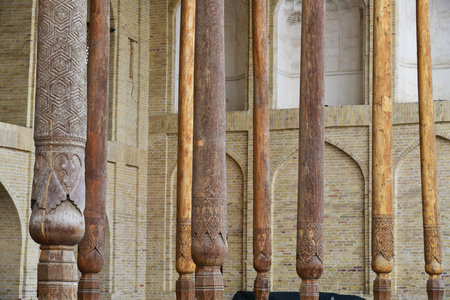 Colonnade of the Bolo Hauz Mosque in Bukhara, Uzbekistan