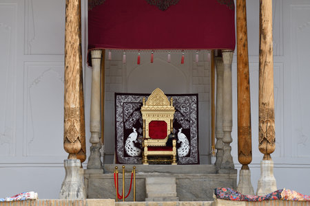 Emir throne. Emir Palace inside the Ark of Bukhara. Uzbekistan