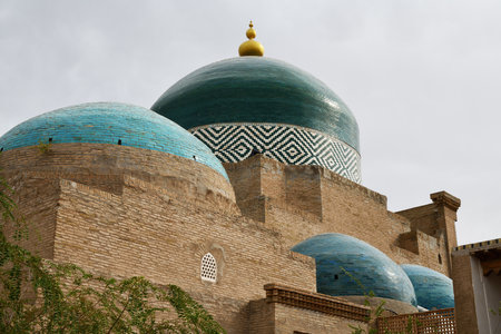 Medieval arcitecture, city roof. Ancient inner town of the old city Khiva in Khorezm regionの写真素材