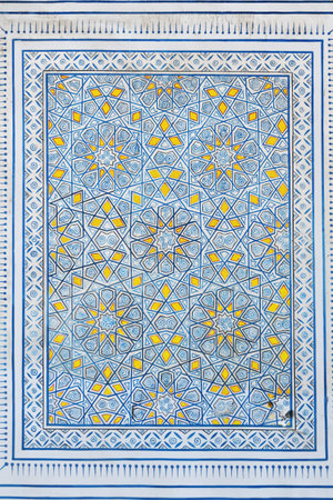 Medieval tiles. Interiors of Monument of Timurid Dynasty Dorus-Saodatの写真素材