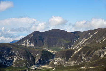 Caucasus alpine meadow and mountains landscape in Chechnya, Russia. Vedeno district of the Chechen...