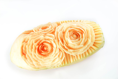 Creative Design Carving Rose Flower Papayaの写真素材