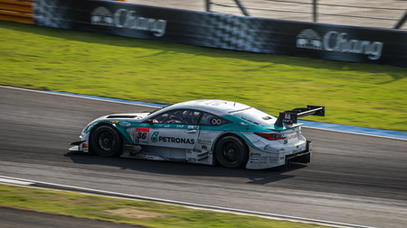 BURIRUM, THAILAND - OCTOBER 5 : Kazuki Nakajima andJames Rossiter of LEXUS TEAM PETRONAS TOM?S in GT500 Races at 2014 AUTOBACS SUPER GT Round7 BURIRAM UNITED SUPER GT RACE on October 5, 2014 in Burirum, Thailand.のeditorial素材
