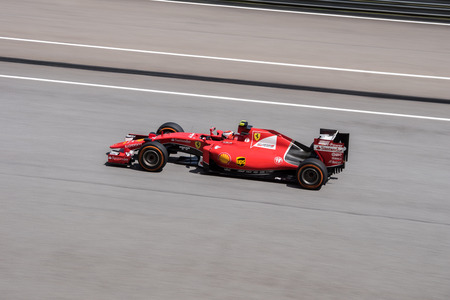 SEPANG - MARCH 27: Kimi R?ikk?nen of Scuderia Ferrari at 2015 Formula 1 Petronas Malaysia Grand Prix Second Practice Session at Sepang circuit on March 27, 2015 in Sepang, Malaysia.のeditorial素材