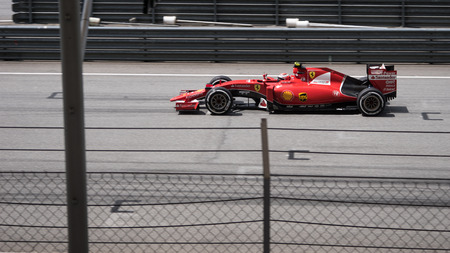 SEPANG  MARCH 29: Kimi Raikkonen of Scuderia Ferrari at 2015 Formula 1 Petronas Malaysia Grand Prix Race Day at Sepang circuit on March 29 2015 in Sepang Malaysia.のeditorial素材