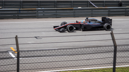 SEPANG  MARCH 29: Fernando Alonso of McLaren Honda at 2015 Formula 1 Petronas Malaysia Grand Prix Race Day at Sepang circuit on March 29 2015 in Sepang Malaysia.のeditorial素材