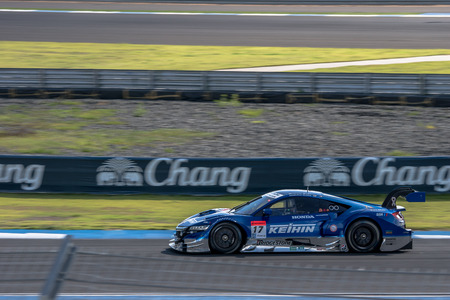 BURIRUM, THAILAND - JUNE 20 : Koudai Tsukakoshi of KEIHIN REAL RACING in GT500 Qualiflying Category at 2015 AUTOBACS SUPER GT Round 3 BURIRAM SUPER GT RACE on June 20, 2015 in Burirum, Thailand.のeditorial素材