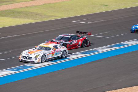 BURIRUM, THAILAND - JUNE 21 : Super GT Final Race 66 Laps at 2015 AUTOBACS SUPER GT Round 3 BURIRAM SUPER GT RACE on June 21, 2015 in Burirum, Thailand.のeditorial素材