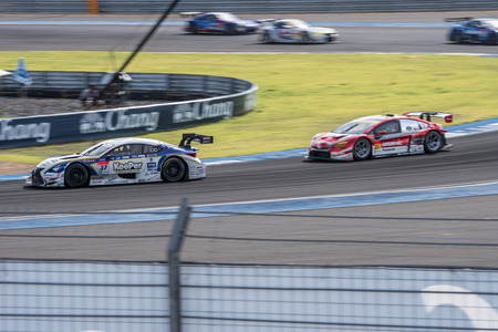 BURIRUM, THAILAND - JUNE 21 : Super GT Final Race 66 Laps at 2015 AUTOBACS SUPER GT Round 3 BURIRAM SUPER GT RACE on June 21, 2015 in Burirum, Thailand.のeditorial素材