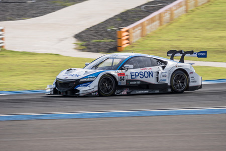 BURIRUM, THAILAND - JUNE 21 : Daisuke Nakajima of NAKAJIMA RACING in Super GT Final Race 66 Laps at 2015 AUTOBACS SUPER GT Round 3 BURIRAM SUPER GT RACE on June 21, 2015 in Burirum, Thailand.のeditorial素材