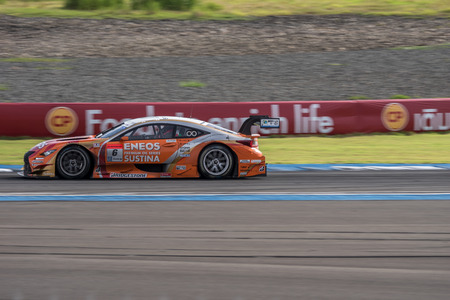 BURIRUM, THAILAND - JUNE 21 : Yuji Kunimoto of LEXUS TEAM LeMans ENEOS in Super GT Final Race 66 Laps at 2015 AUTOBACS SUPER GT Round 3 BURIRAM SUPER GT RACE on June 21, 2015 in Burirum, Thailand.のeditorial素材