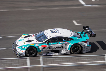 BURIRUM, THAILAND - JUNE 21 : James Rossiter of "LEXUS TEAM PETRONAS TOM'S" in Super GT Final Race 66 Laps at 2015 AUTOBACS SUPER GT Round 3 BURIRAM SUPER GT RACE on June 21, 2015 in Burirum, Thailand.のeditorial素材