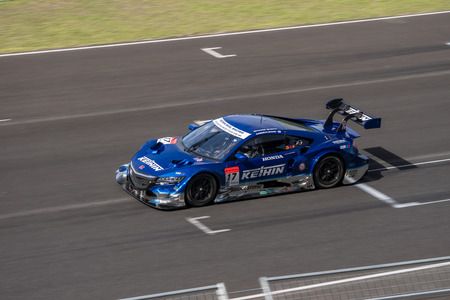 BURIRUM, THAILAND - JUNE 21 : Hideki Mutoh of KEIHIN REAL RACING in Super GT Final Race 66 Laps at 2015 AUTOBACS SUPER GT Round 3 BURIRAM SUPER GT RACE on June 21, 2015 in Burirum, Thailand.のeditorial素材