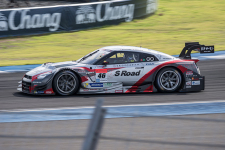 BURIRUM, THAILAND - JUNE 21 : Satoshi Motoyama of MOLA in Super GT Final Race 66 Laps at 2015 AUTOBACS SUPER GT Round 3 BURIRAM SUPER GT RACE on June 21, 2015 in Burirum, Thailand.のeditorial素材