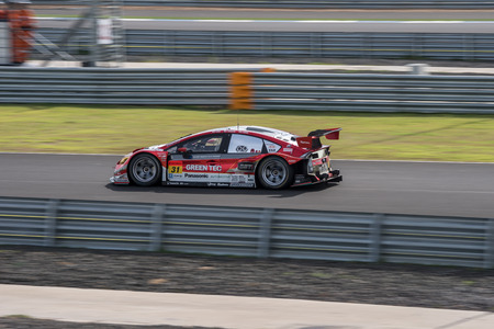 BURIRUM, THAILAND - JUNE 21 : Yuichi Nakayama of apr in Super GT Final Race 66 Laps at 2015 AUTOBACS SUPER GT Round 3 BURIRAM SUPER GT RACE on June 21, 2015 in Burirum, Thailand.のeditorial素材