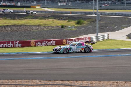BURIRUM, THAILAND - JUNE 21 : Nobuteru Taniguchi of GOODSMILE RACING  TeamUKYO in Super GT Final Race 66 Laps at 2015 AUTOBACS SUPER GT Round 3 BURIRAM SUPER GT RACE on June 21, 2015 in Burirum, Thailand.のeditorial素材