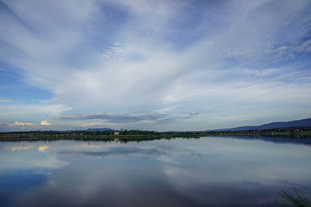 Stock Photo - landscape reservoir and could sky resortの写真素材