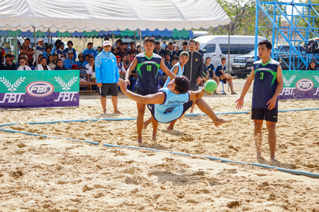 Nakhon Ratchasima, Thailand - January,24th, 2017 : Beach Handball High School Thailand 2017のeditorial素材