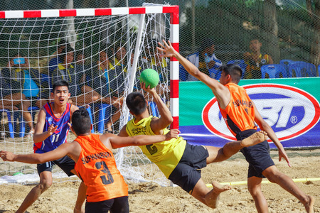Nakhon Ratchasima, Thailand - January,25th, 2017 : Beach Handball Students High School Thailand 2017のeditorial素材