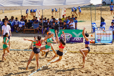 Nakhon Ratchasima, Thailand - January,26th, 2017 : Beach Handball Students High School Thailand 2017のeditorial素材