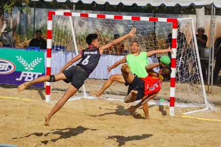 Nakhon Ratchasima, Thailand - January 28th, 2017 : Beach Handball Students High School Thailand 2017のeditorial素材