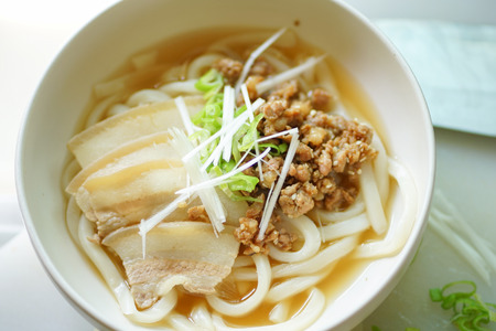 Ramen Noodle with streaky pork and fried sesame porkの写真素材