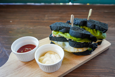 Stock Photo - Tuna charcoal sandwich with sauce & mayonnaiseの写真素材