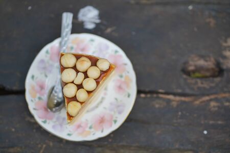 A piece of macademia cheese cakeの写真素材