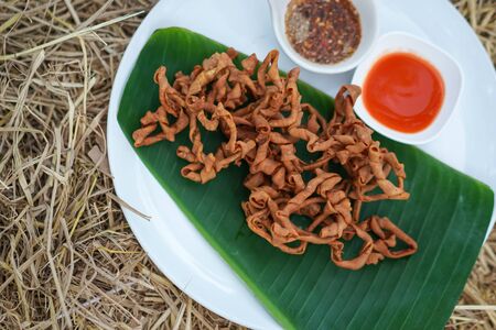 Duck guts fried with chilli sauce and hot spicy sauceの写真素材